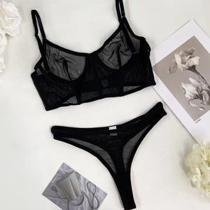 NWT Black MIRABELLE Sensual Lingerie Mesh Transparent Bra set